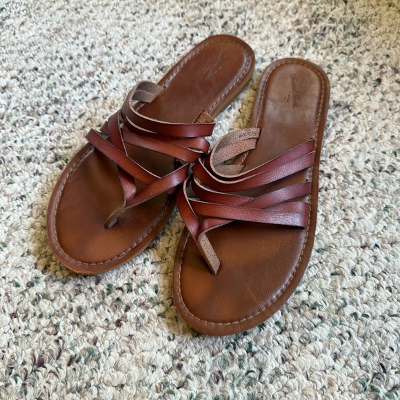 Universal Thread Boho Strappy Brown Sandals Women’s Size 10 - Picture 1 of 7